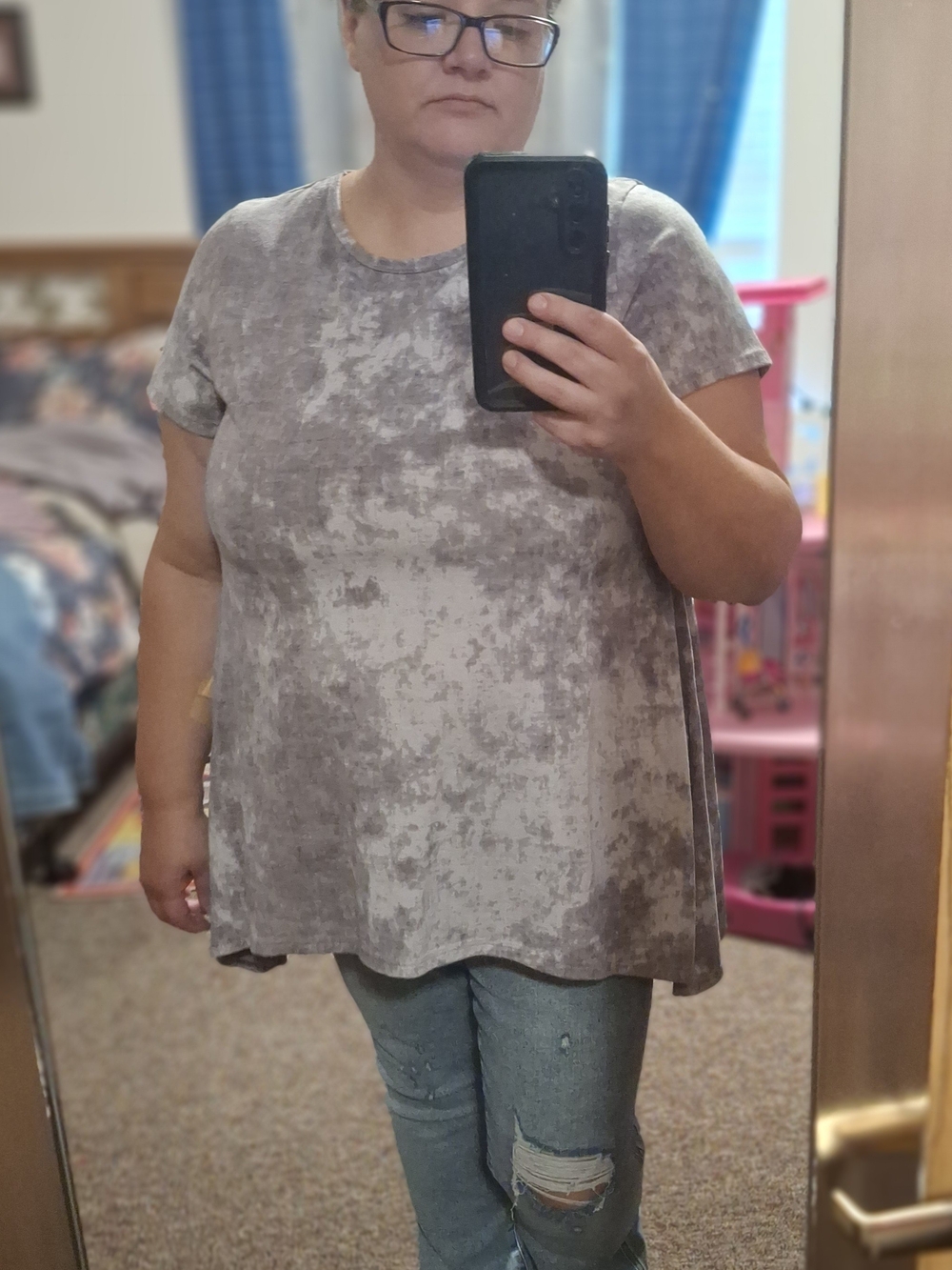 LuLaRoe Gray Short-Sleeve Tunic Top